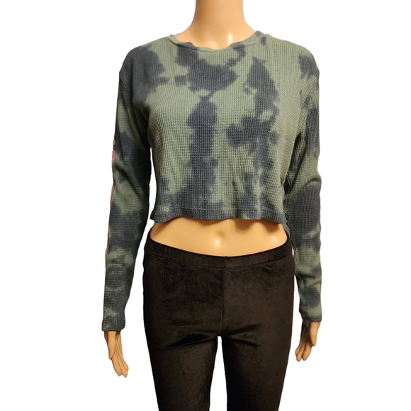 Truly Madly Deeply Camo Tie-dye Oversized Crop Thermal Size XS - Picture 4 of 10